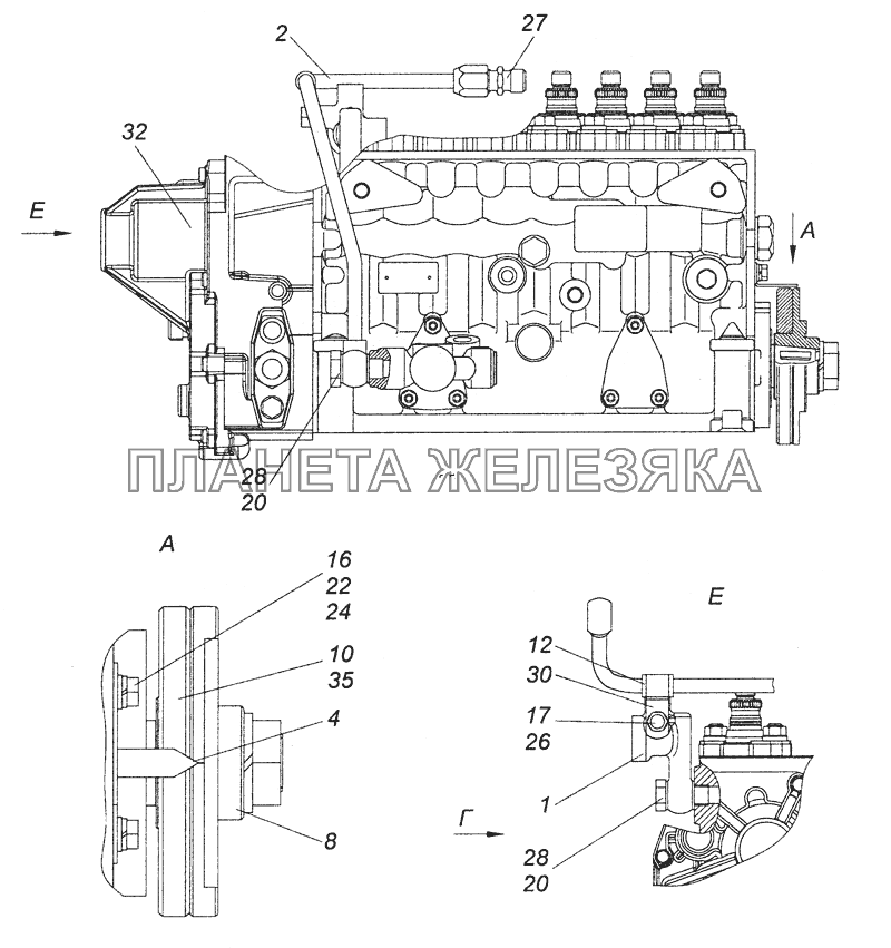 740.63-1111005-90 ТНВД с фланцем и полумуфтой ведомой КамАЗ-6520 (Euro-2, 3)